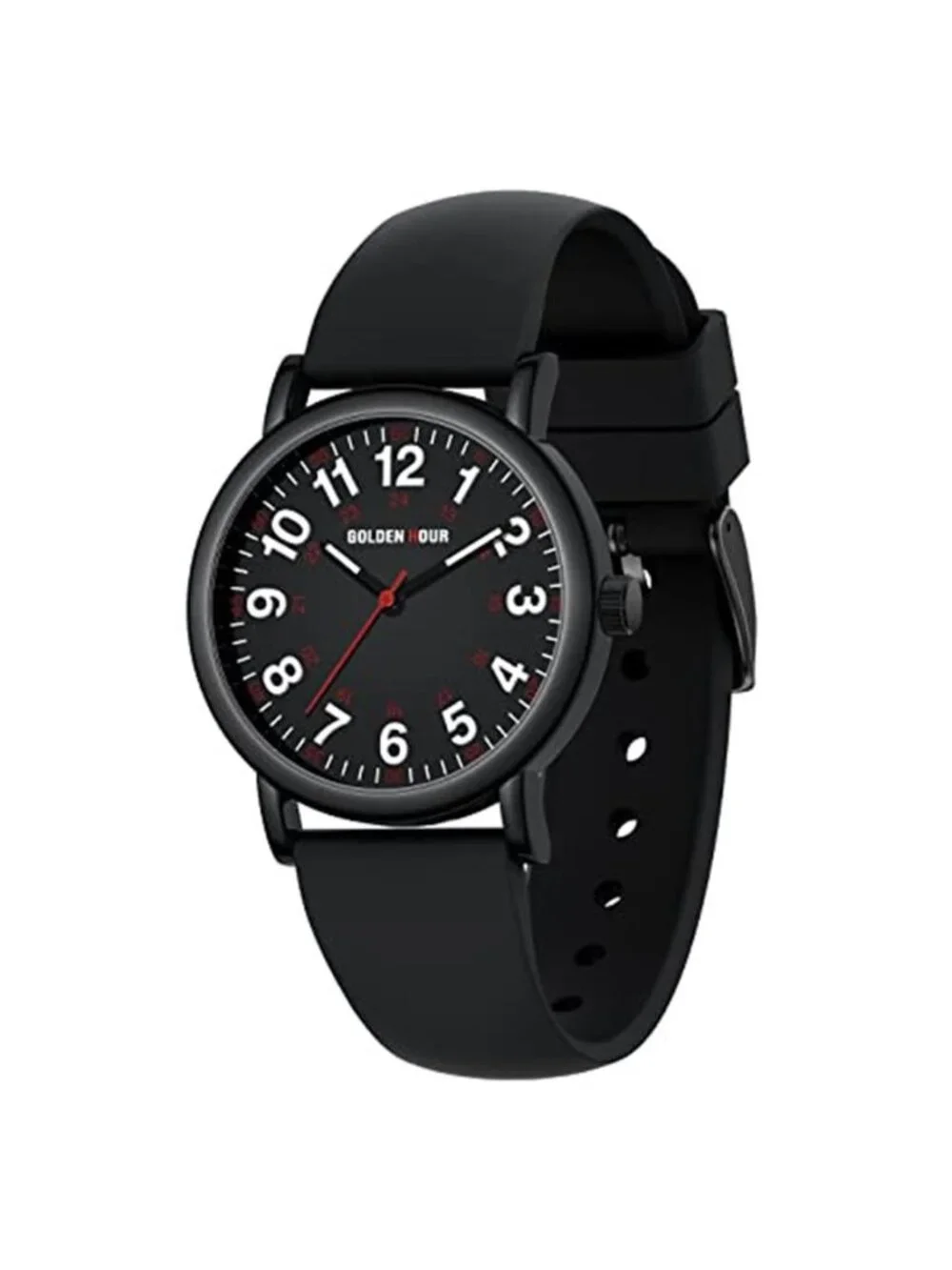 Unisex Waterproof Military Time Luminous Easy Read Dial 24 Hour with Second Hand